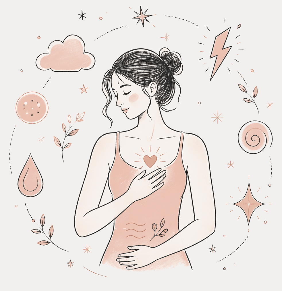A soft Flowy illustration representing a simple daily body check-in