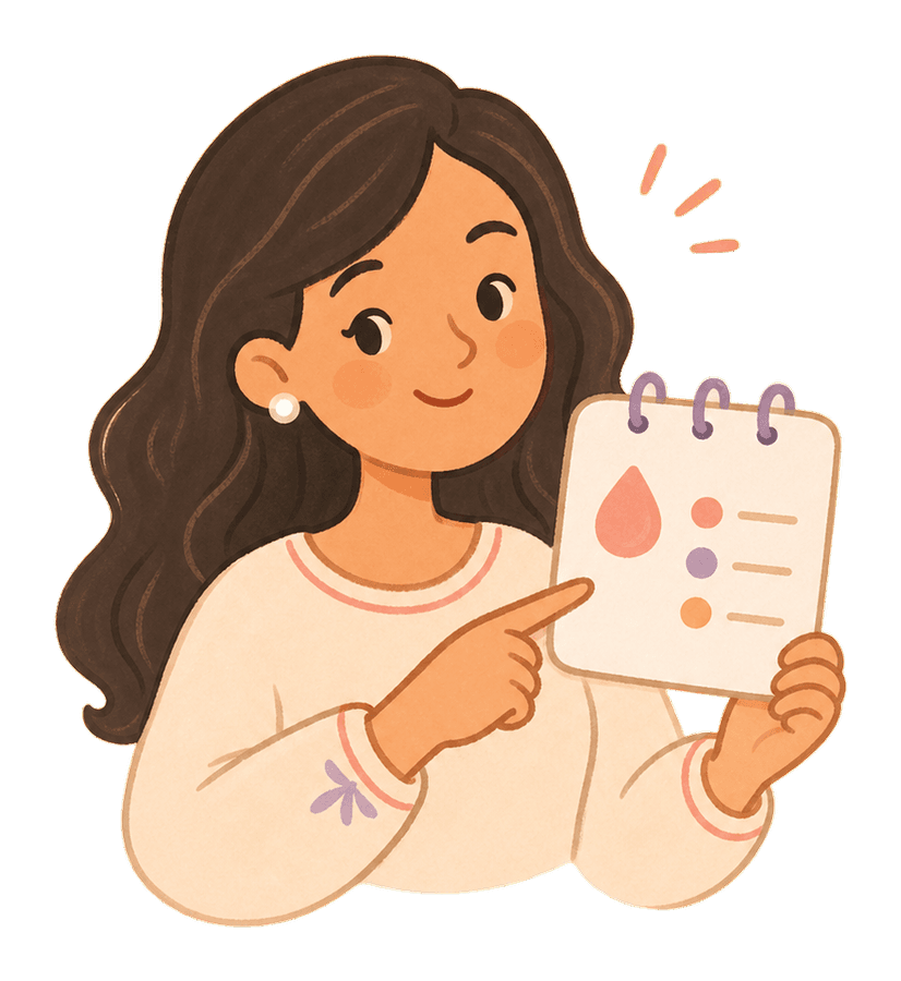 A hand-drawn Flowy illustration for understanding your cycle calendar